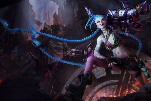 League of Legends Jinx mit Waffen