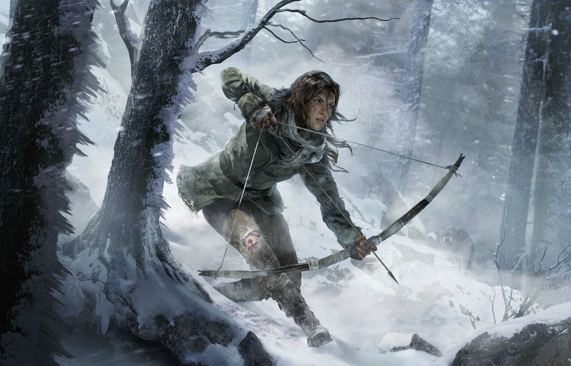 élévation: tomb raider lara croft art fille flèche arc hiver neige arbres