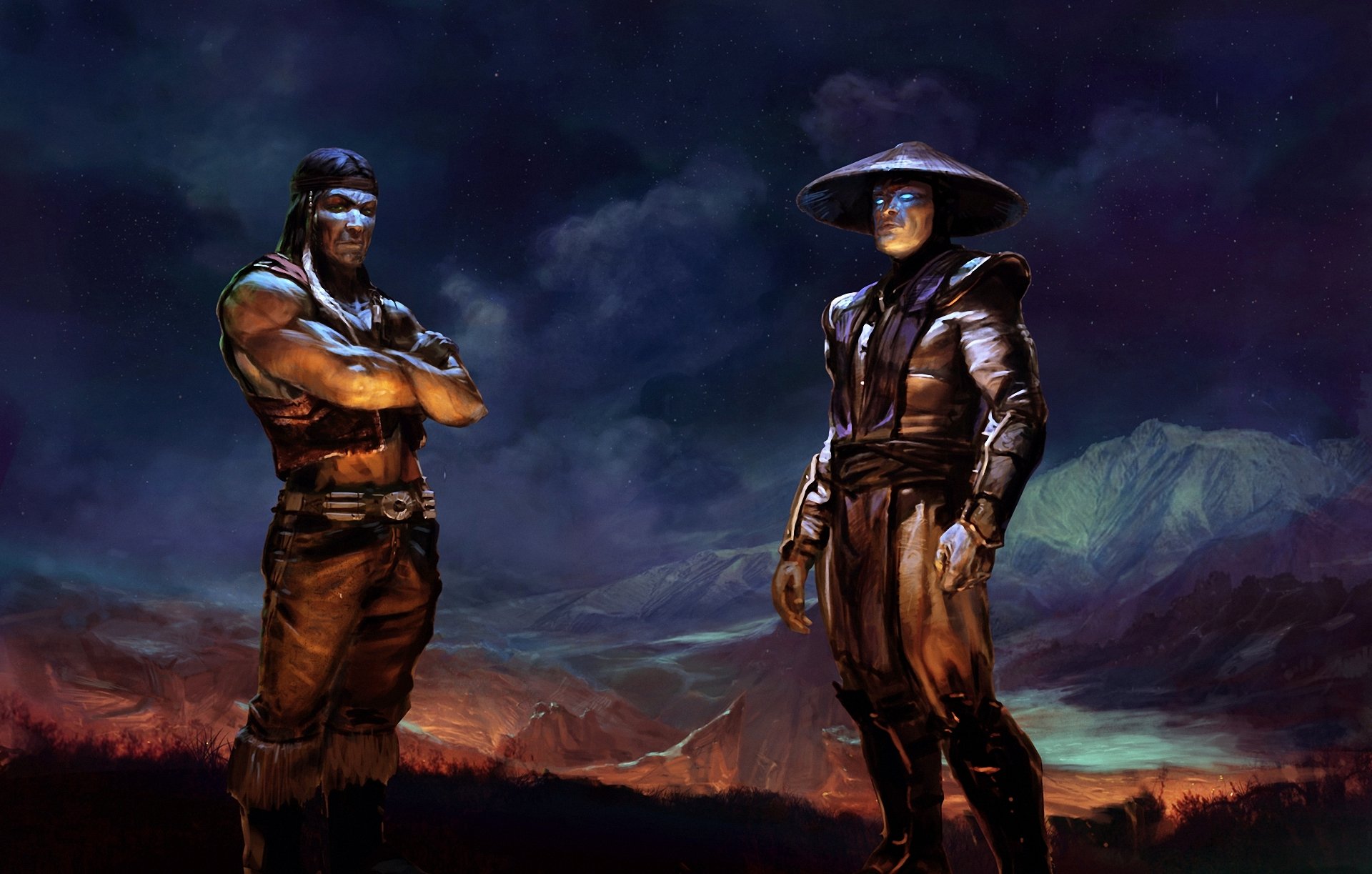 art raiden mortal kombat nightwolf mężczyźni góry kapelusz