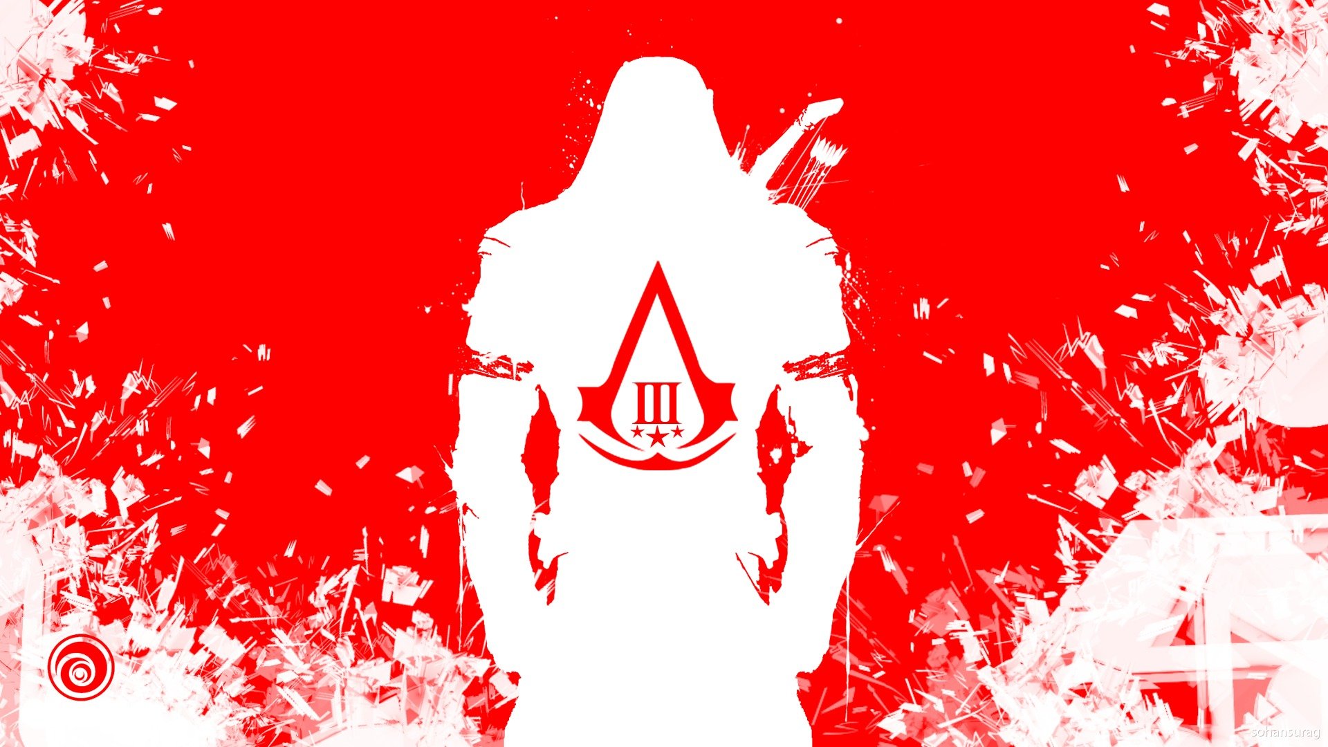 assassins creed 3 connor killer rot weiß ubisoft wappen scherben