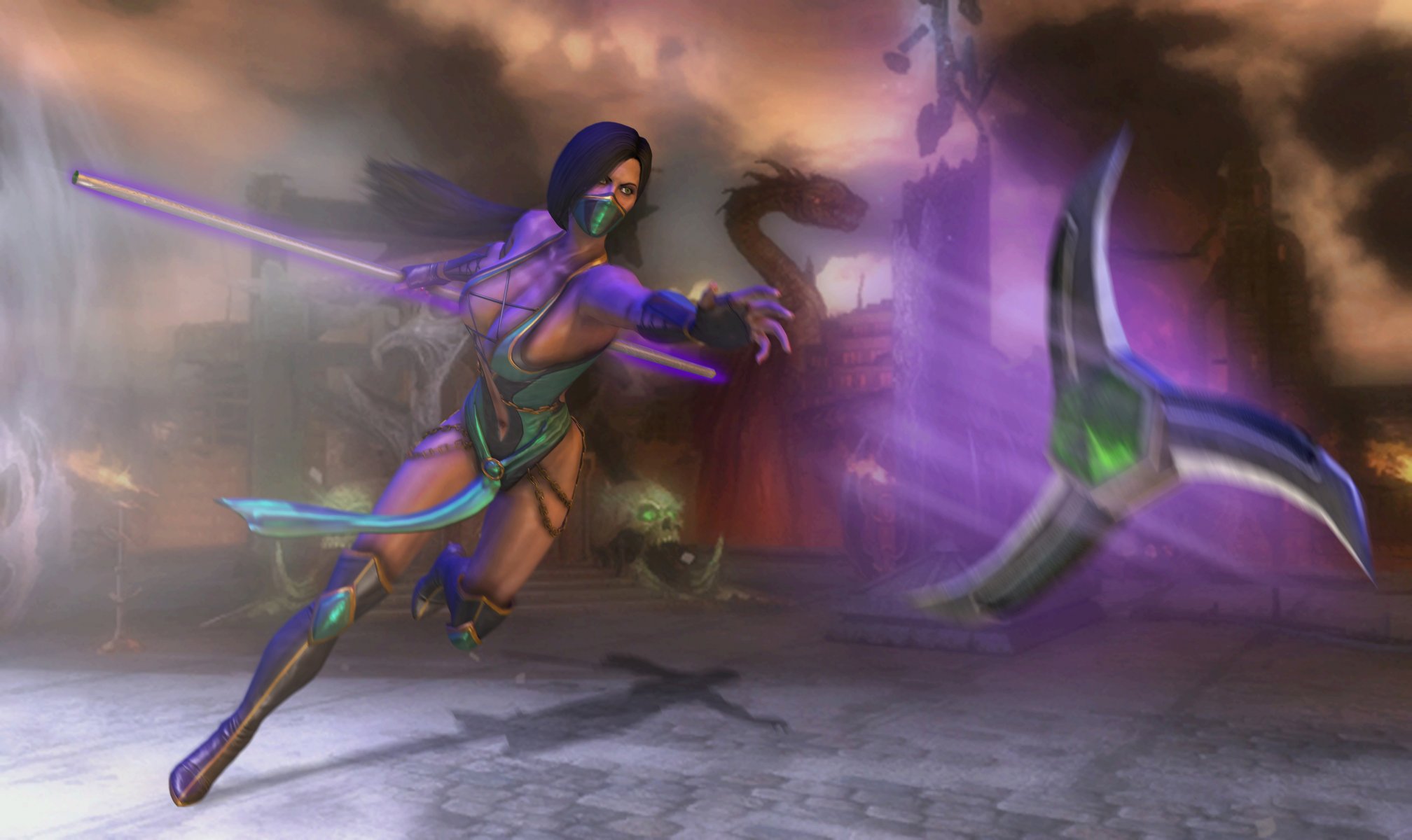 mortal kombat jade arte chica juego sombra arma traje lucha