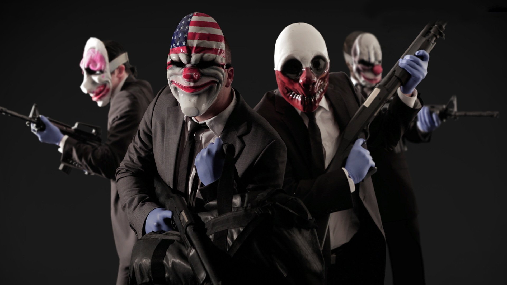 payday 2 voleurs jeux masques clowns armes