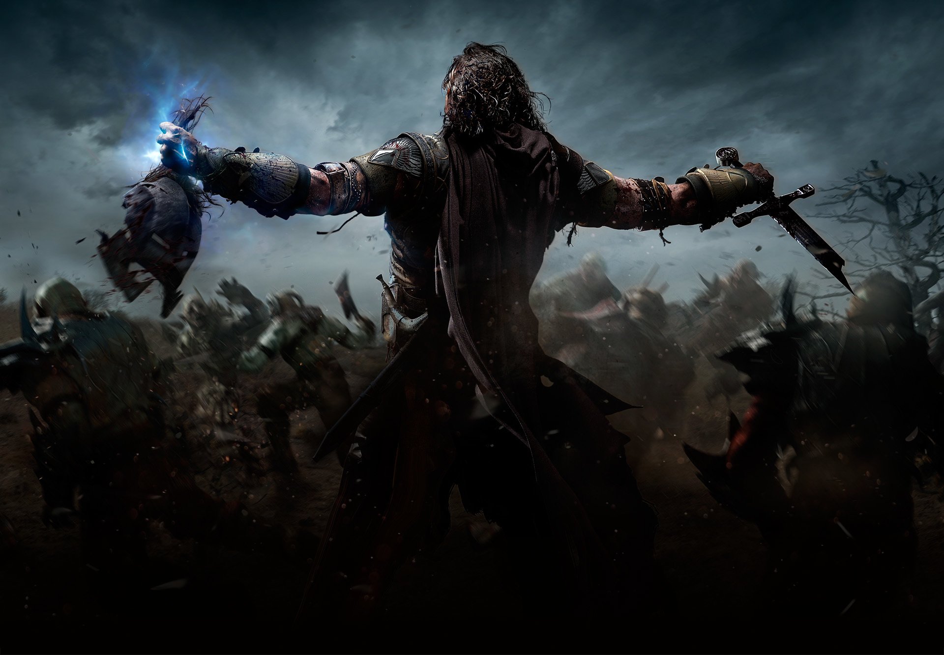 middle-earth: shadow of mordor warrior ghost ranger taleon fight magic sword head orcs tree blood armour monolith productions warner bros. interactive entertainment