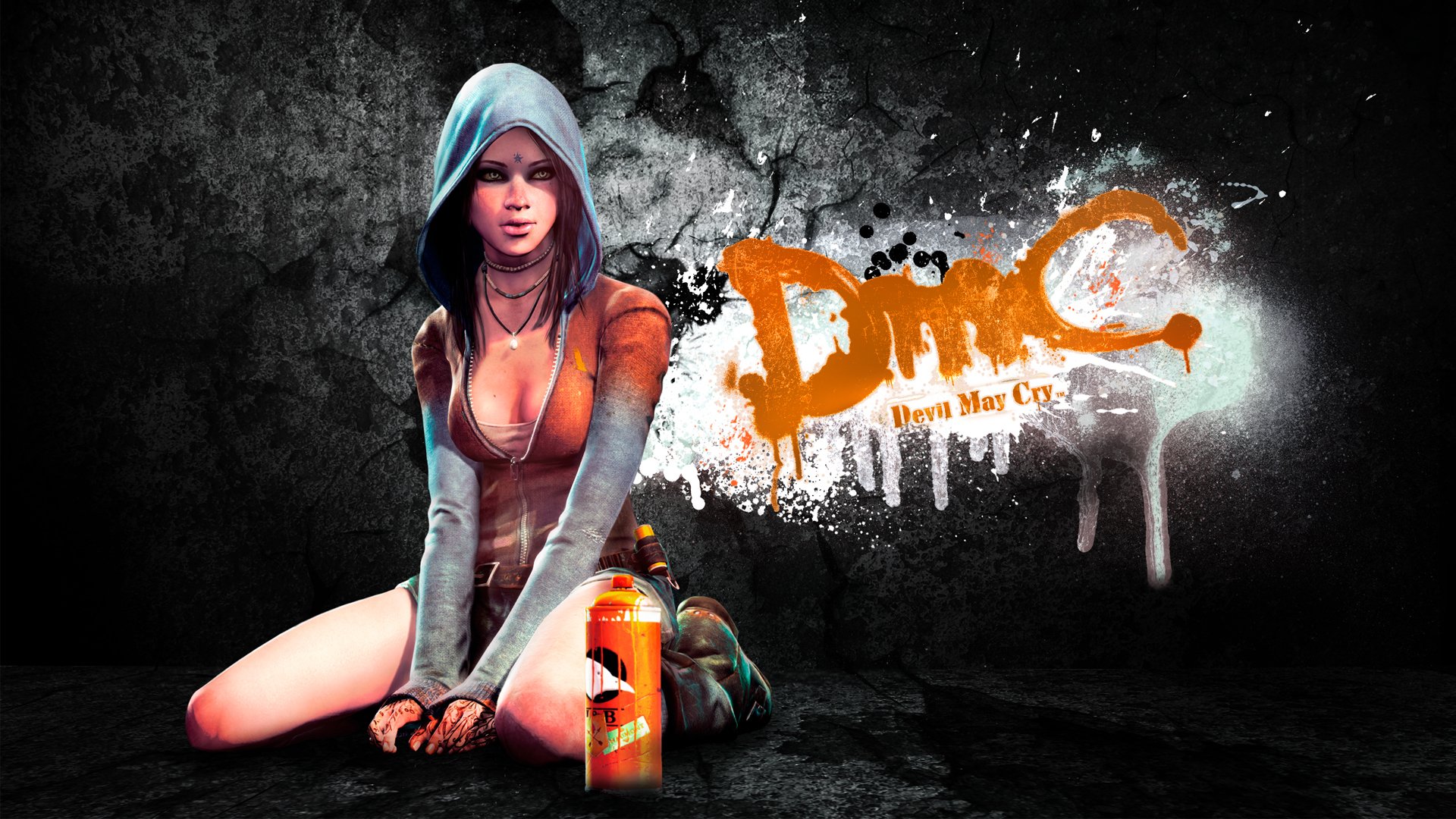 devil may cry dmc kat mädchen graffiti kunst spiel hintergrund