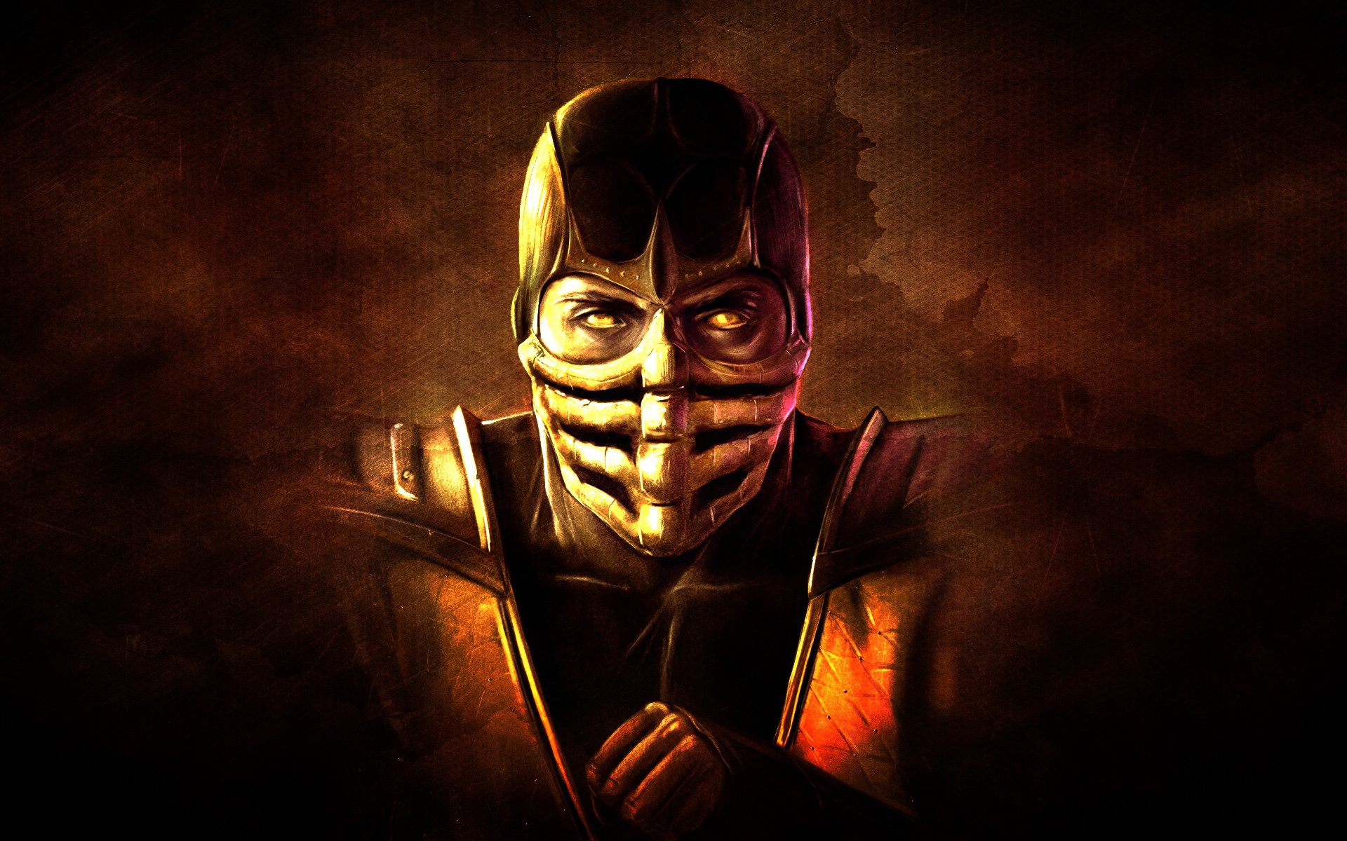 mortal kombat ninja scorpion fond sombre masque main