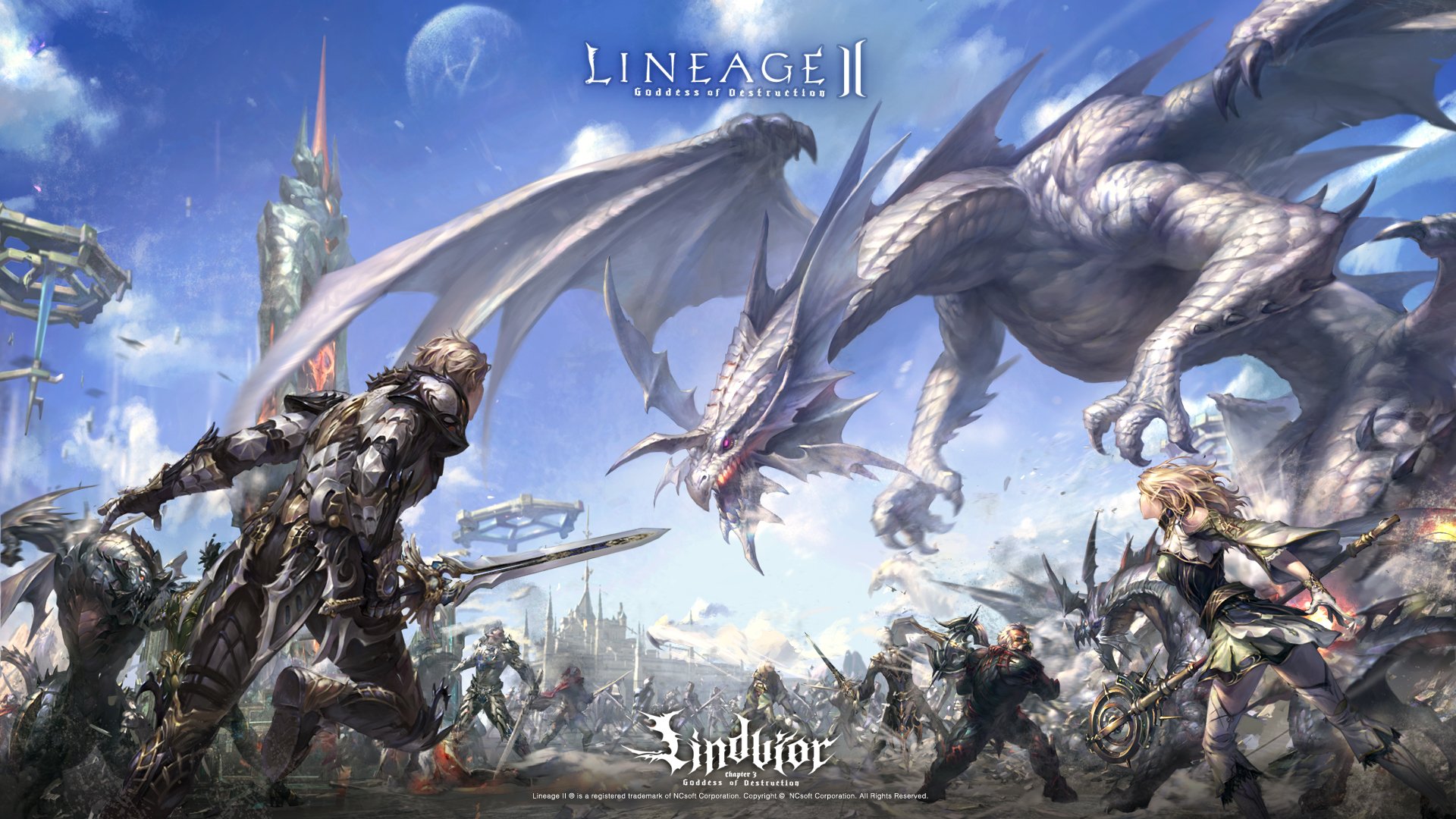 lineage 2 l2 la2 lineage regla regla diosa de la destrucción fondo de pantalla del juego dragón lindvior lindvor hombre elfo gnomo