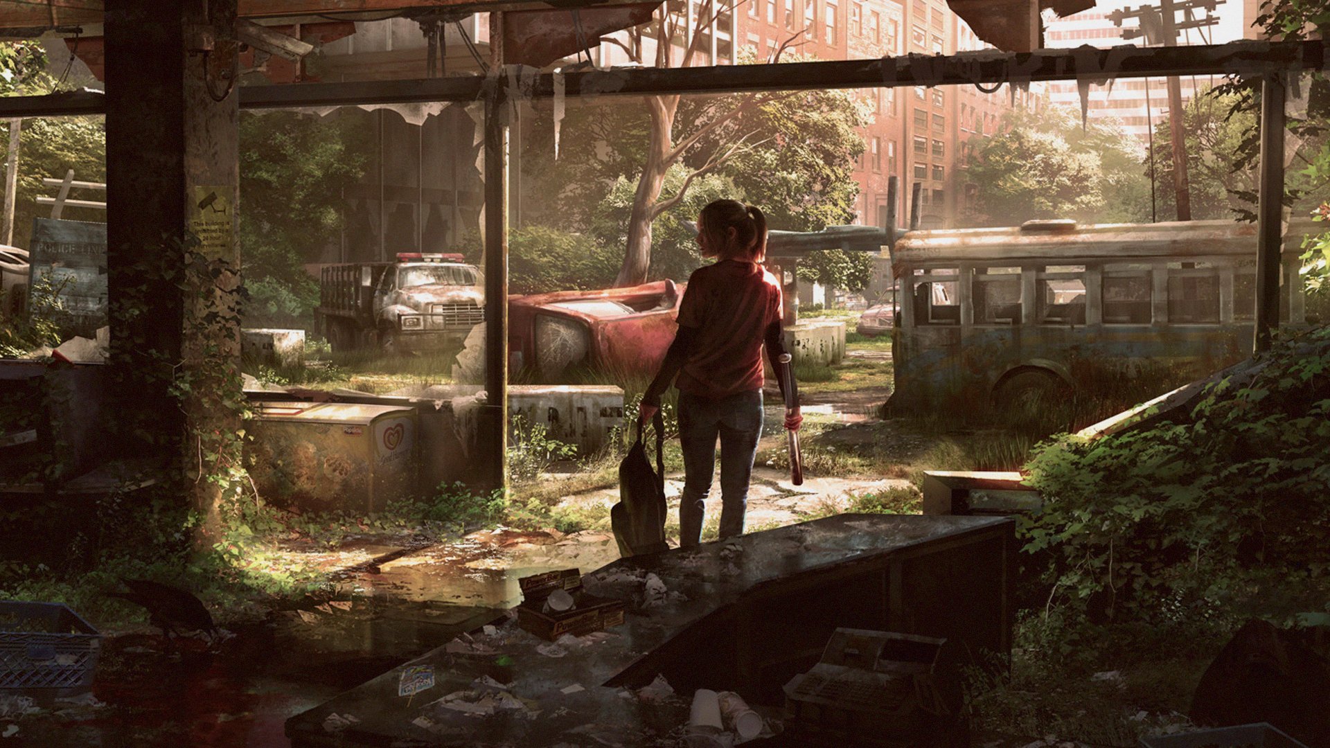 the last of us town ally girl bus machine art