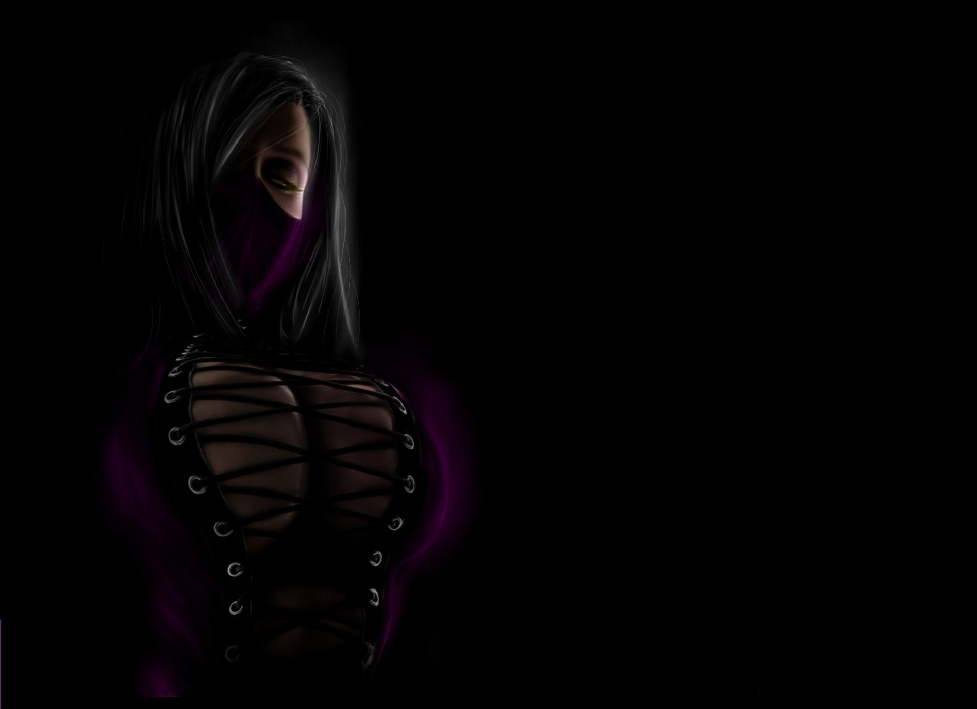 mortal kombat mileena arte mirada máscara juego personaje fondo negro