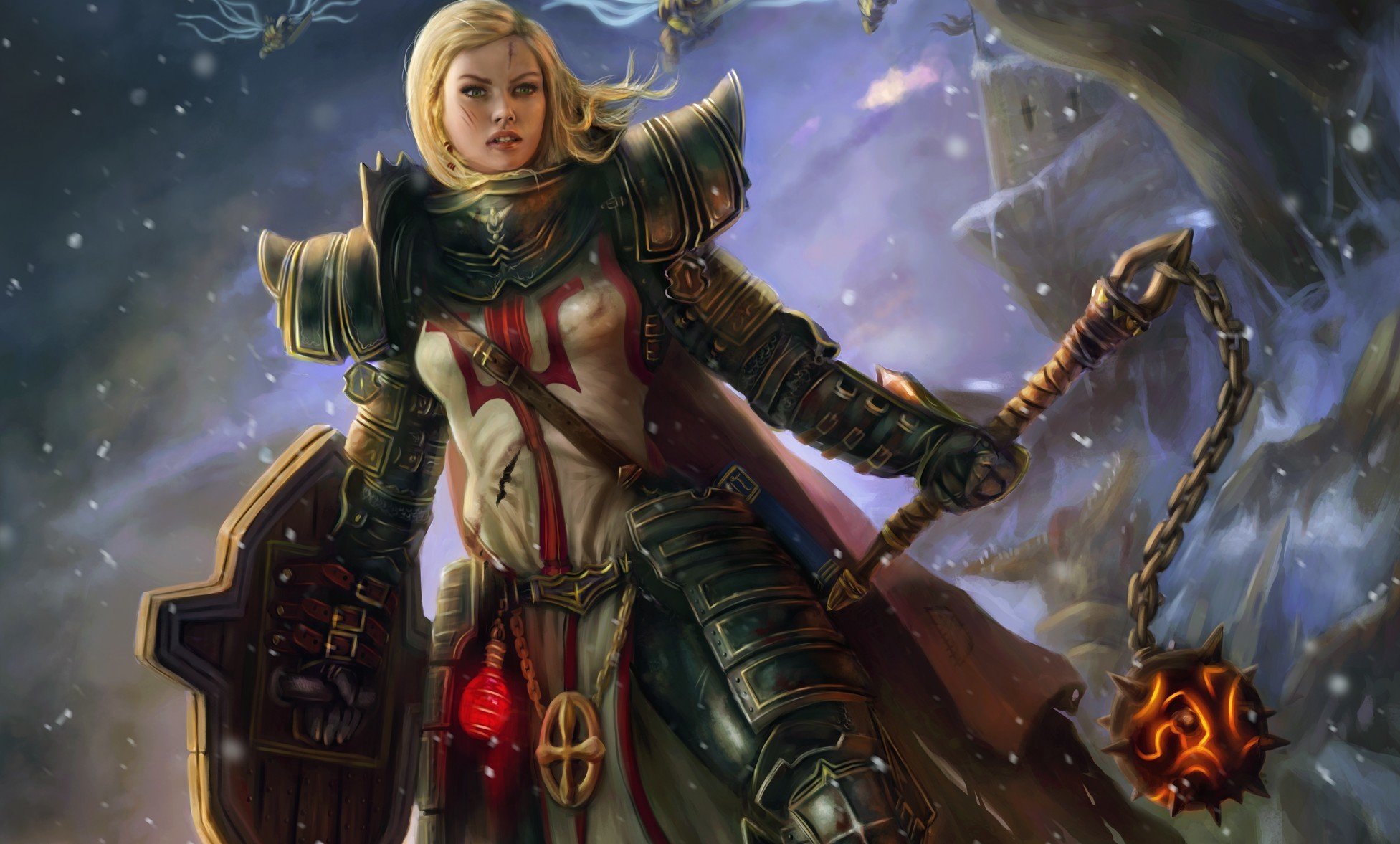 arte diablo iii segador de almas cruzado chica escudo armadura armas