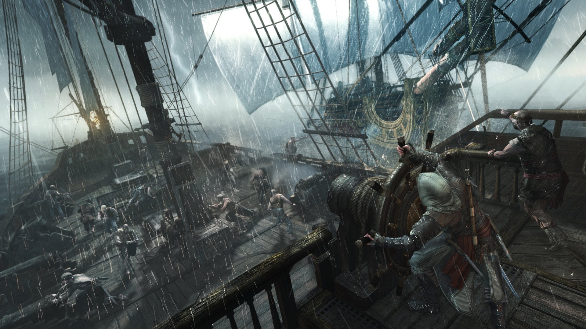 assassin s creed iv: black flag assassin s creed 4 : black flag pirates assassin killer edward kenuey ship rain storm