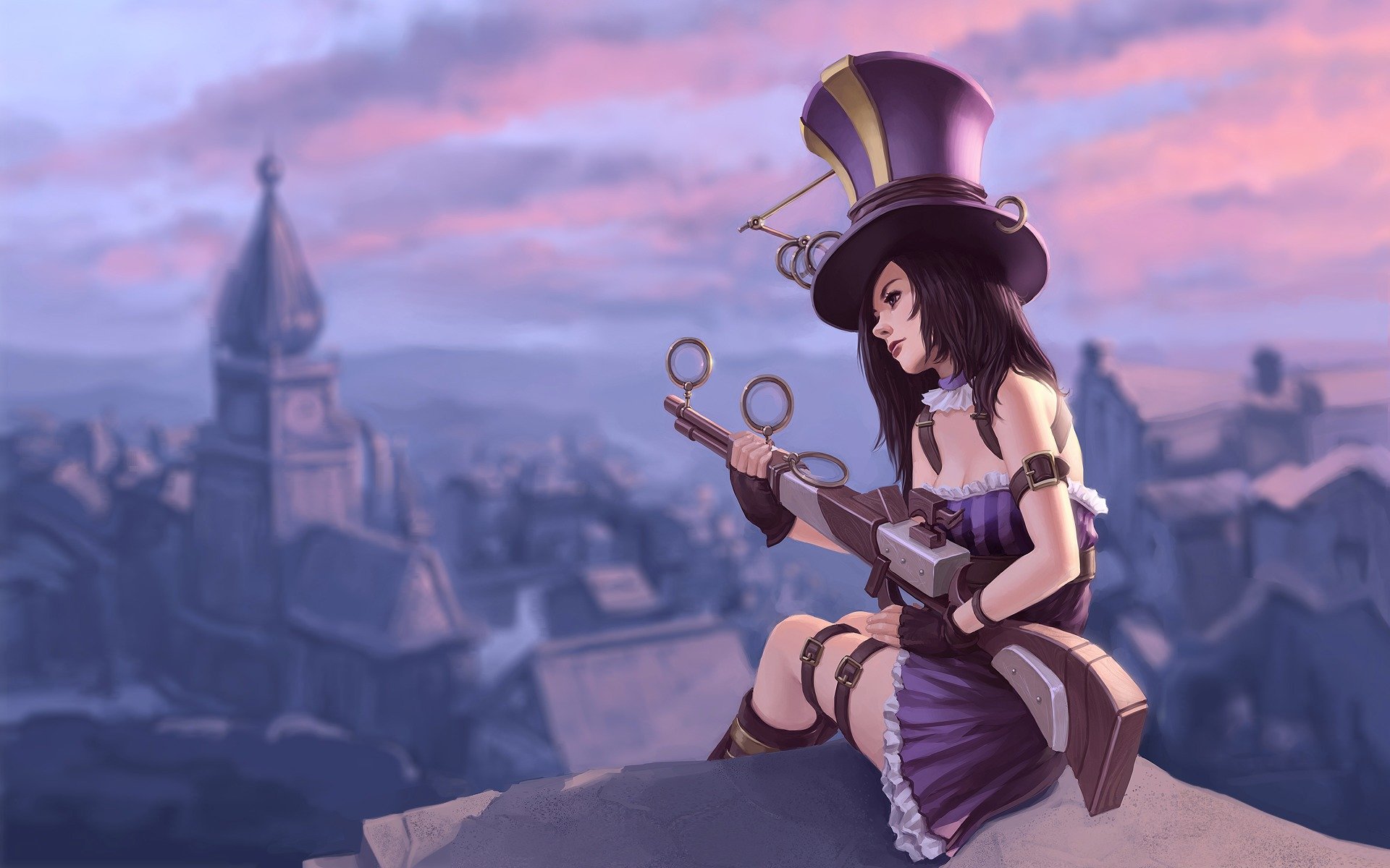 league of legends girl hat weapon height town