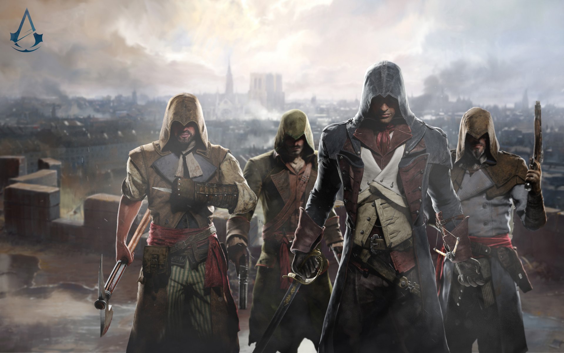 assassins creed: unidad asesinos hacha espada arma arte