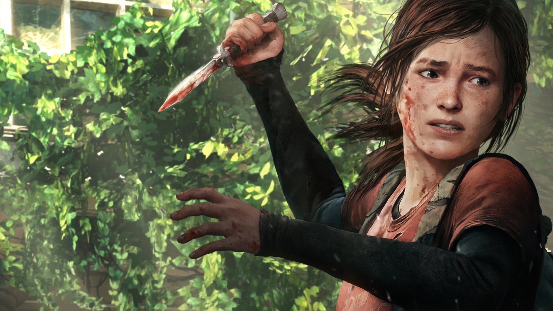 the last of us ellie art game look blood knife weapon