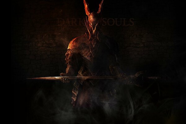 Le chevalier noir de dark souls tient une épée