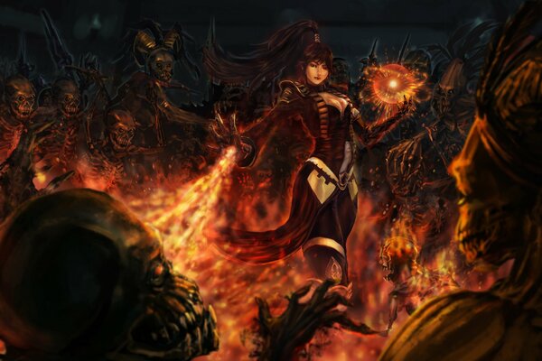 Game diablo girl wizard wizard fights with the undead