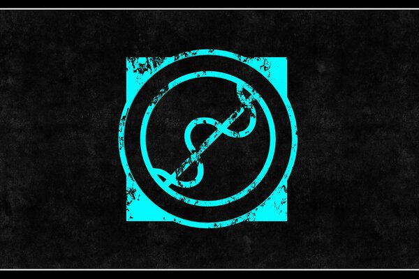 Logo del juego quake 3. Signo azul sobre fondo negro