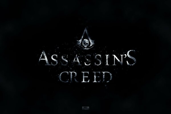 The logo of the game assassins creed on a black background