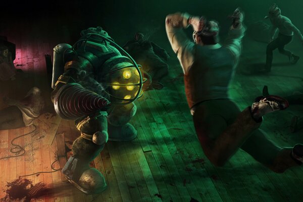 Bioshock. Big Daddy. Salto attacco