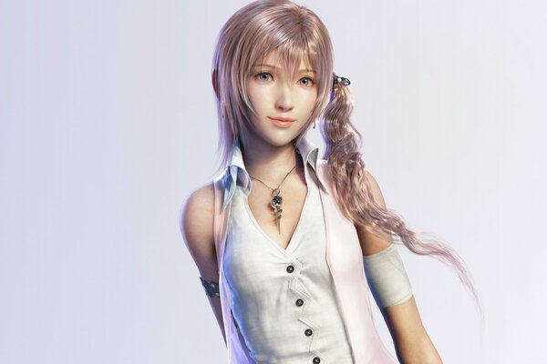 A girl in the style of lightning farron