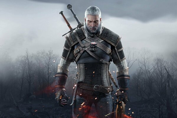 Le personnage principal - Geralt, du jeu d ordinateur The Witcher 3