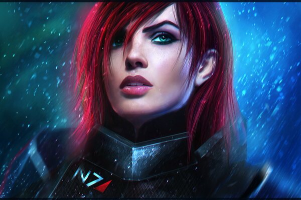 Shepard s picture with the face of a girl with mass effect