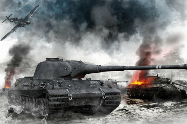 Старый немецкий танк Лев на поле боя