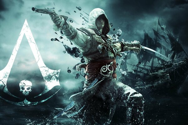 Assassin s Creed Edward Kenway with a gun in his hand