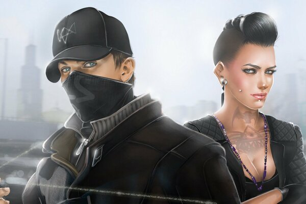 Aiden Pierce y clara Lille en Watch Dogs