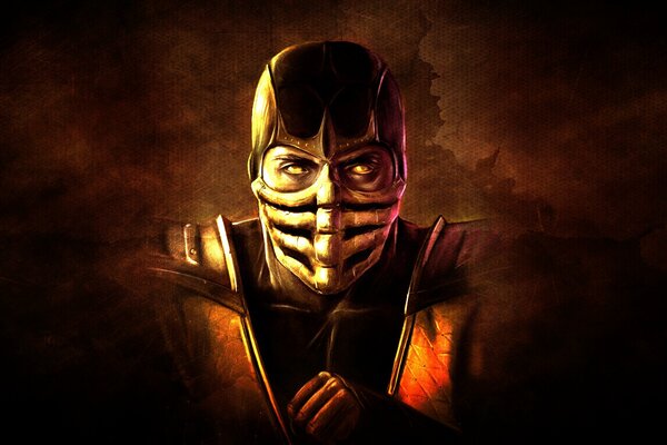 Mortal kombat Skorpion auf dunklem Hintergrund