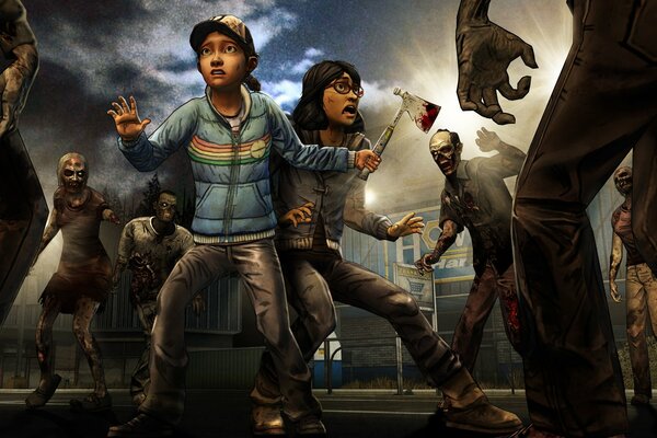 The walking dead. staffel 2. telltale games. folge 3. die Situation von clementine und sarah. überlebende Zombies