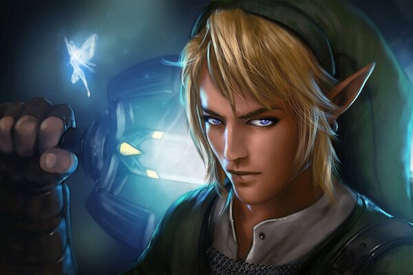 Blonde Elf mit blauen Augen