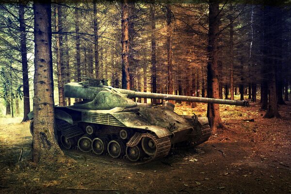 Word of tanks tanque de arte en el bosque