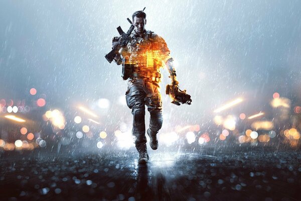 Battlefield 4 la Démarche d un soldat avec des armes