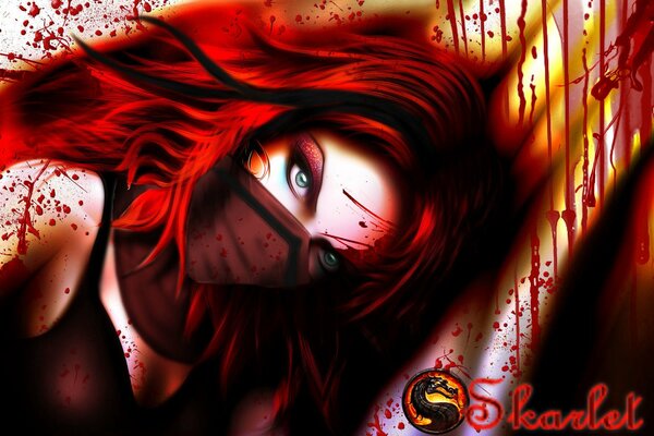 Fille aux cheveux rouges - Scarlet de Mortal Kombat