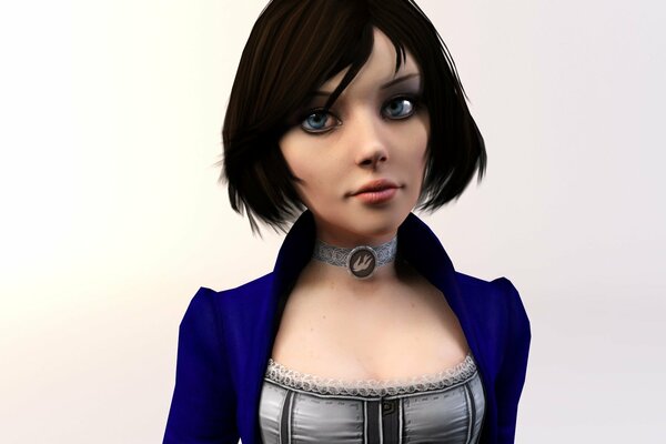 A girl with short black hair from a computer game