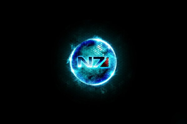 Emblema de mass effect sobre fondo negro