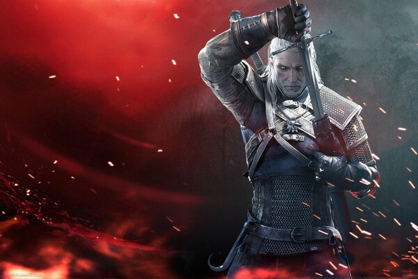 Image of a hero with a sword from the Witcher three