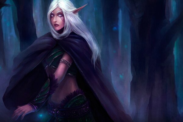 Arte elfos de world of Warcraft en un bosque de fresnos