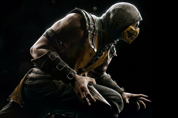 Scorpion from mortal kombat x in a fighting stance