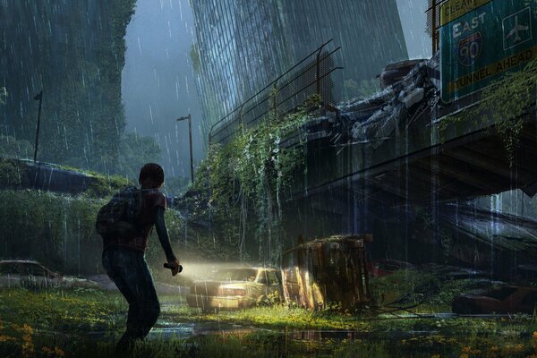 The last of us. A girl in the night city