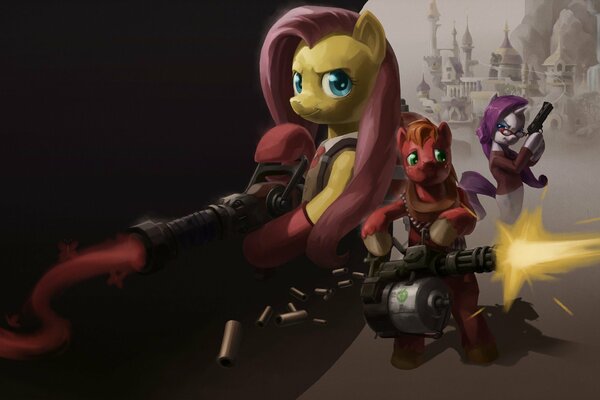 Ponies shoot guns. May Little Pony