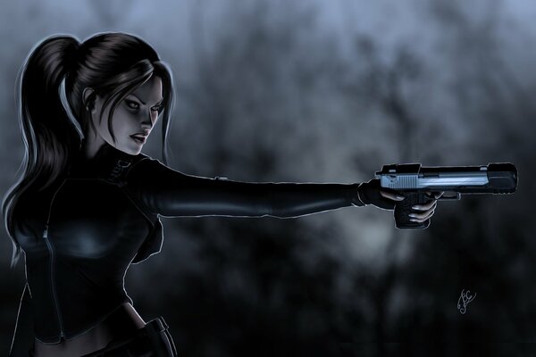 Tomb raider girl with a gun