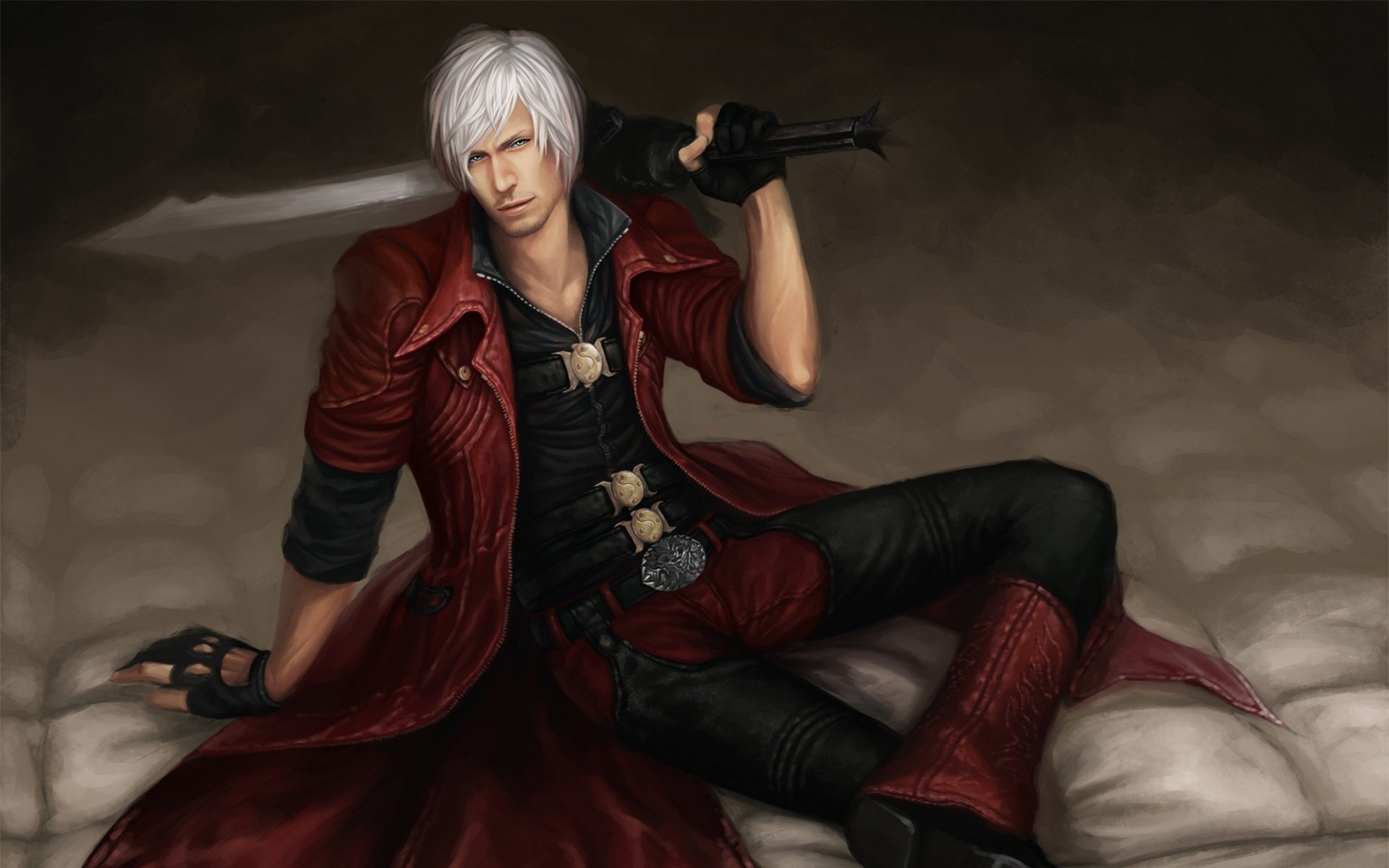 devil may cry 4 dmc 4 jeux de papier peint dante saike fanart chasseur de démons semi-démon épée rébellion ébène et chat demi-démon chasseur rebellion pistolets manteau rouge