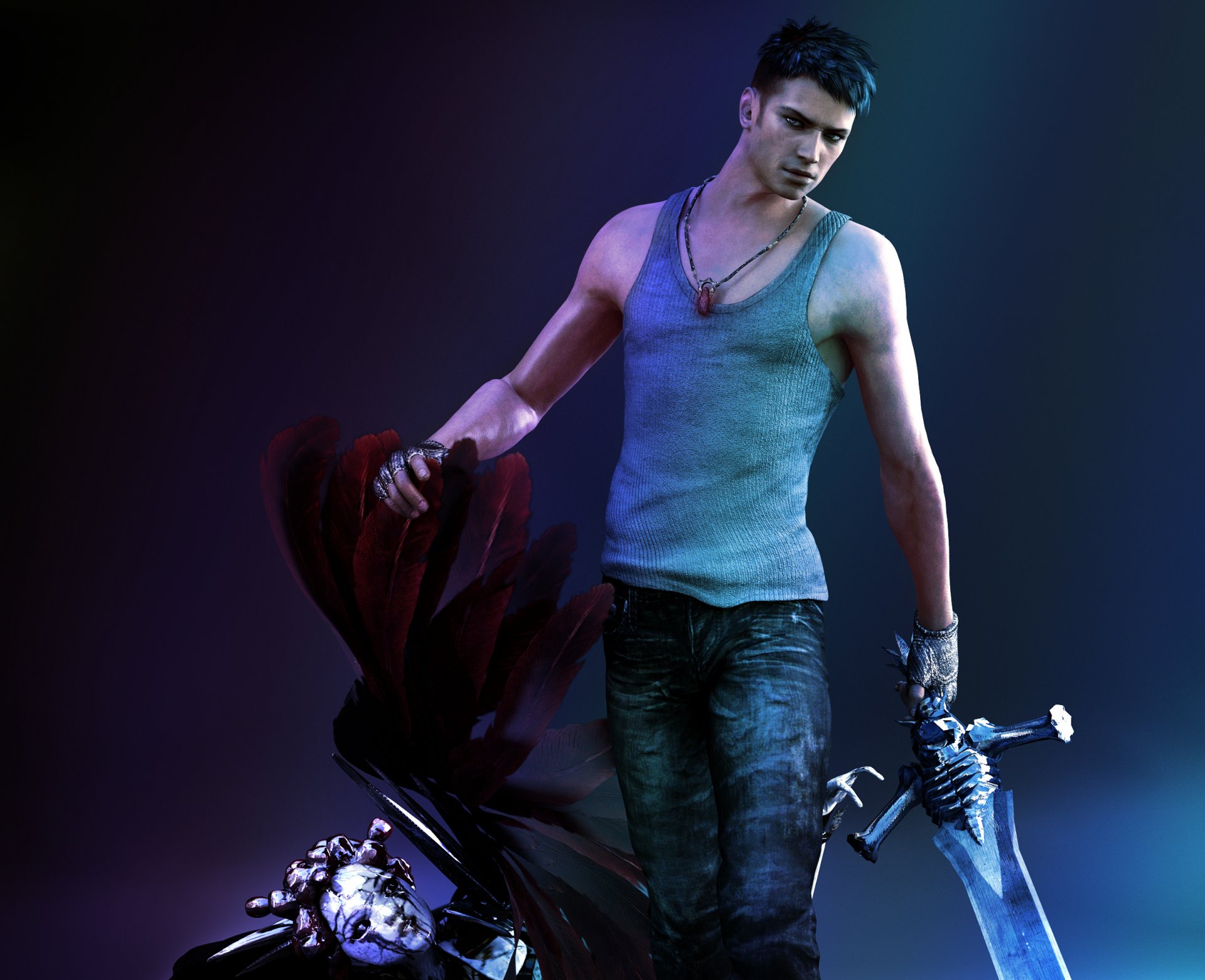 dmc devil may cry 5 dante épée t-shirt vue plumes meurtre démon