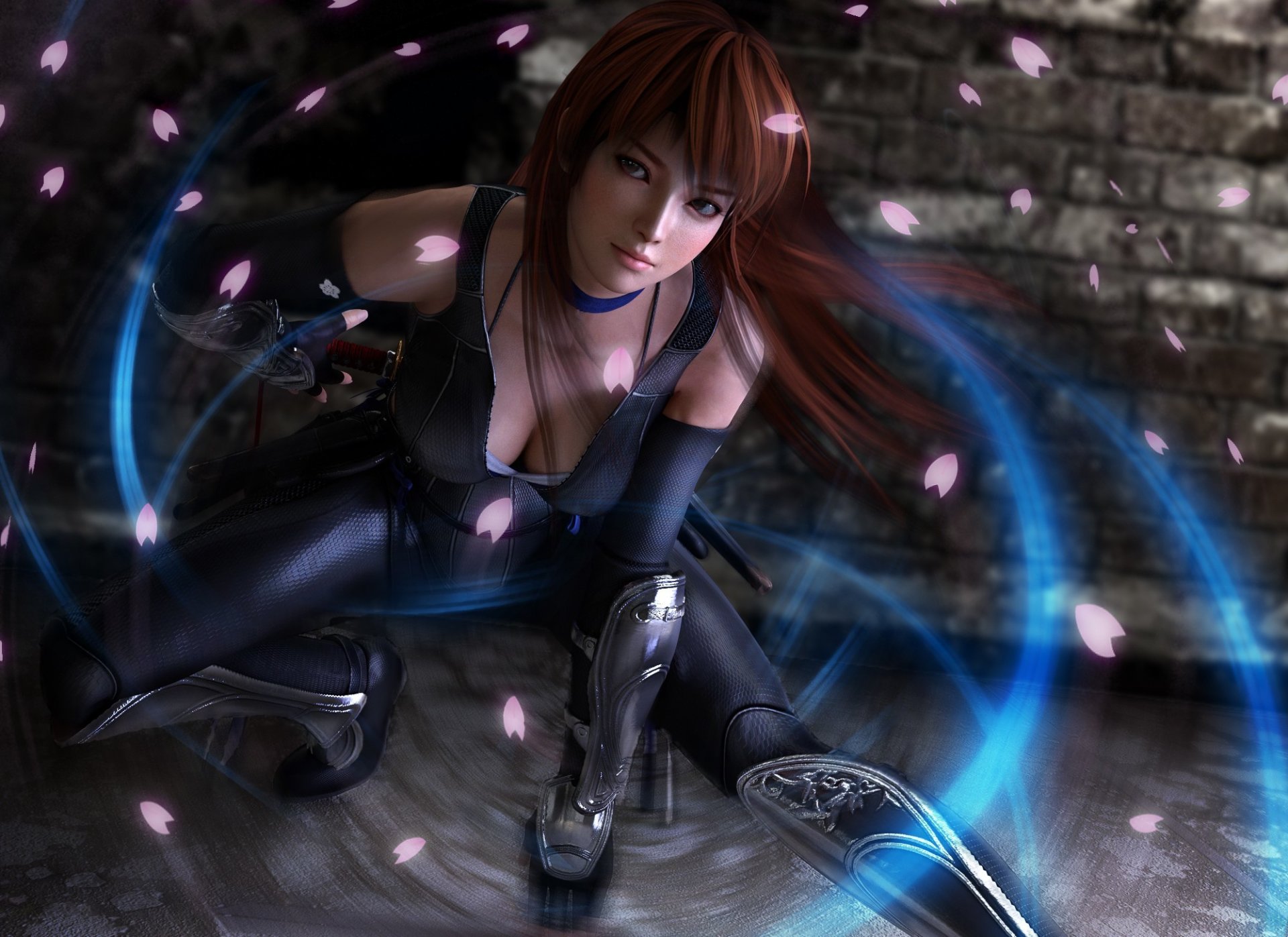 vivant ou mort 5 kasumi ninja fille pose pétales