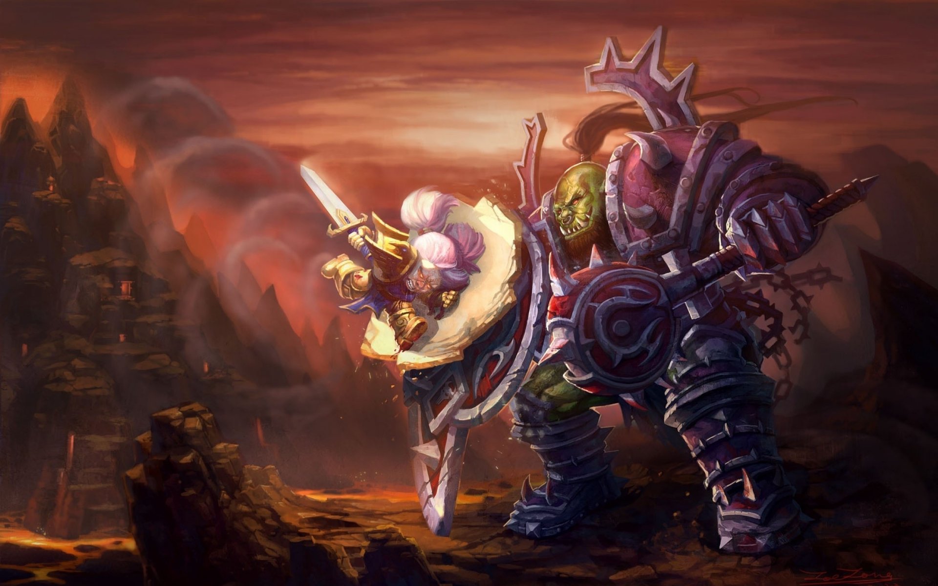 mondo di warcraft wow orco guerriero nano paladino