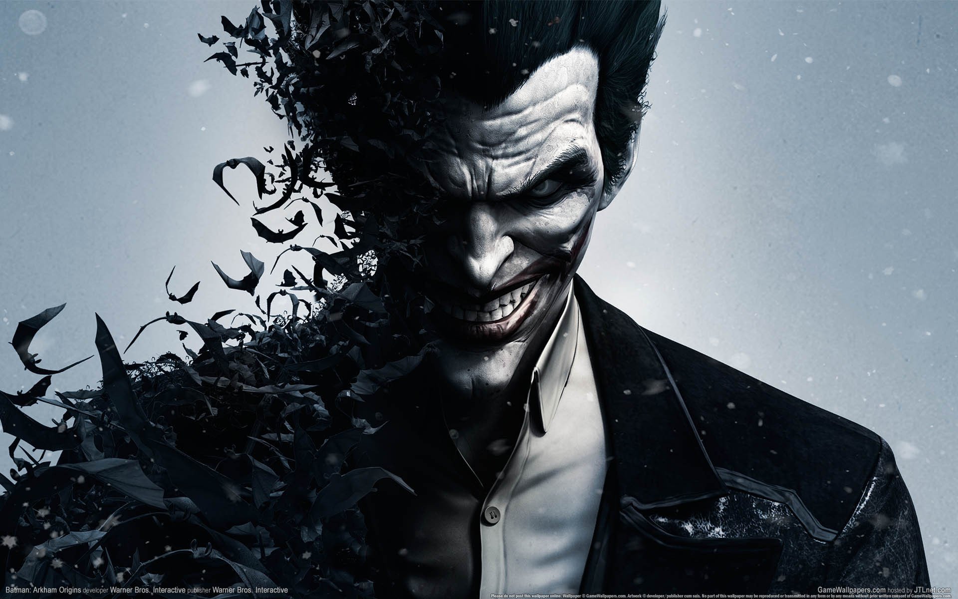 batman: arkham origins joker joker czerwony kapturek diabeł gotham rozpruwacz gotham pan jay jack napier joseph kerr jack white czarny charakter uśmiech zęby koszula nietoperze wb games montréal warner bros. interactive entertainment gamewallpaper