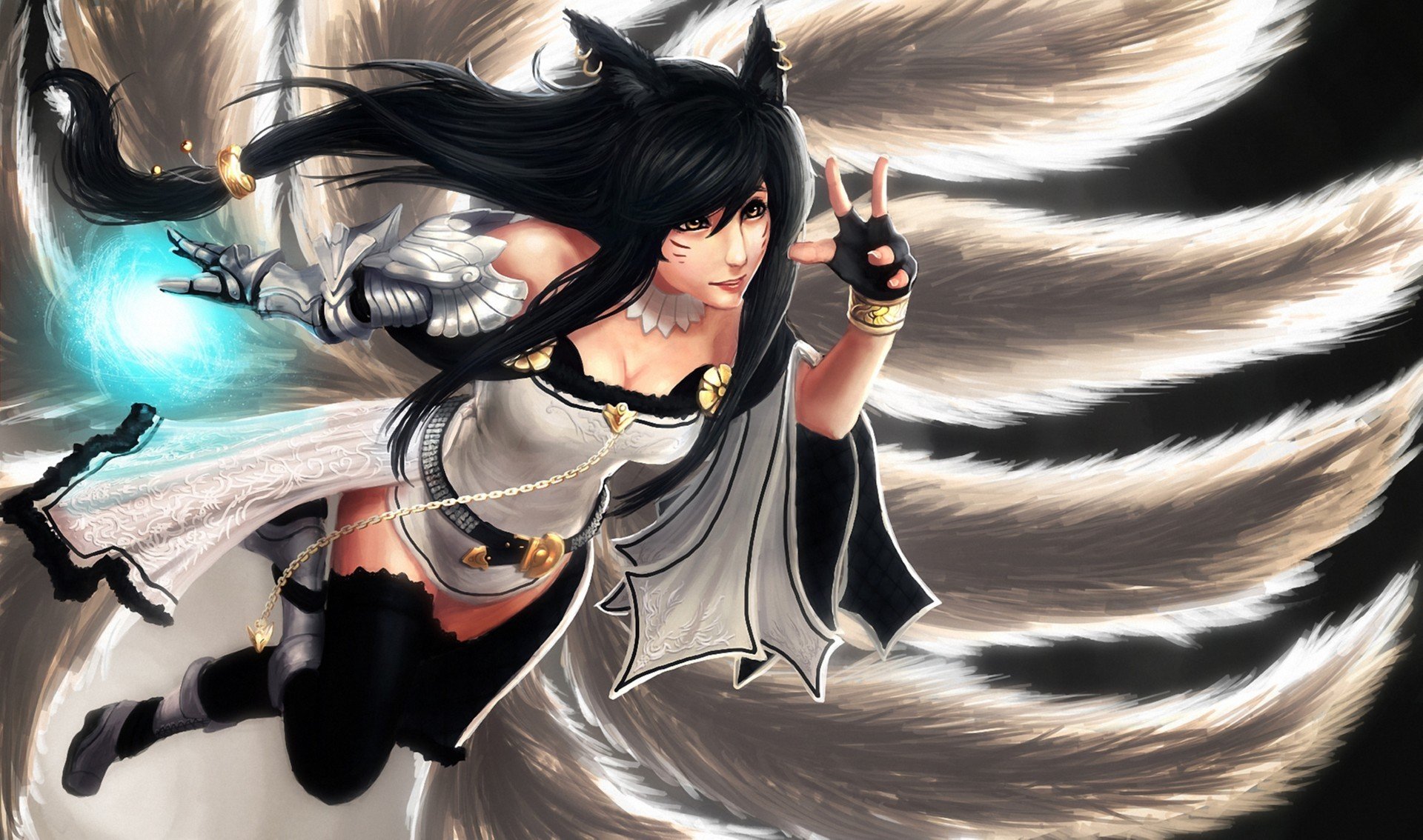 art artnothearts ahri league of legends girl tails magic