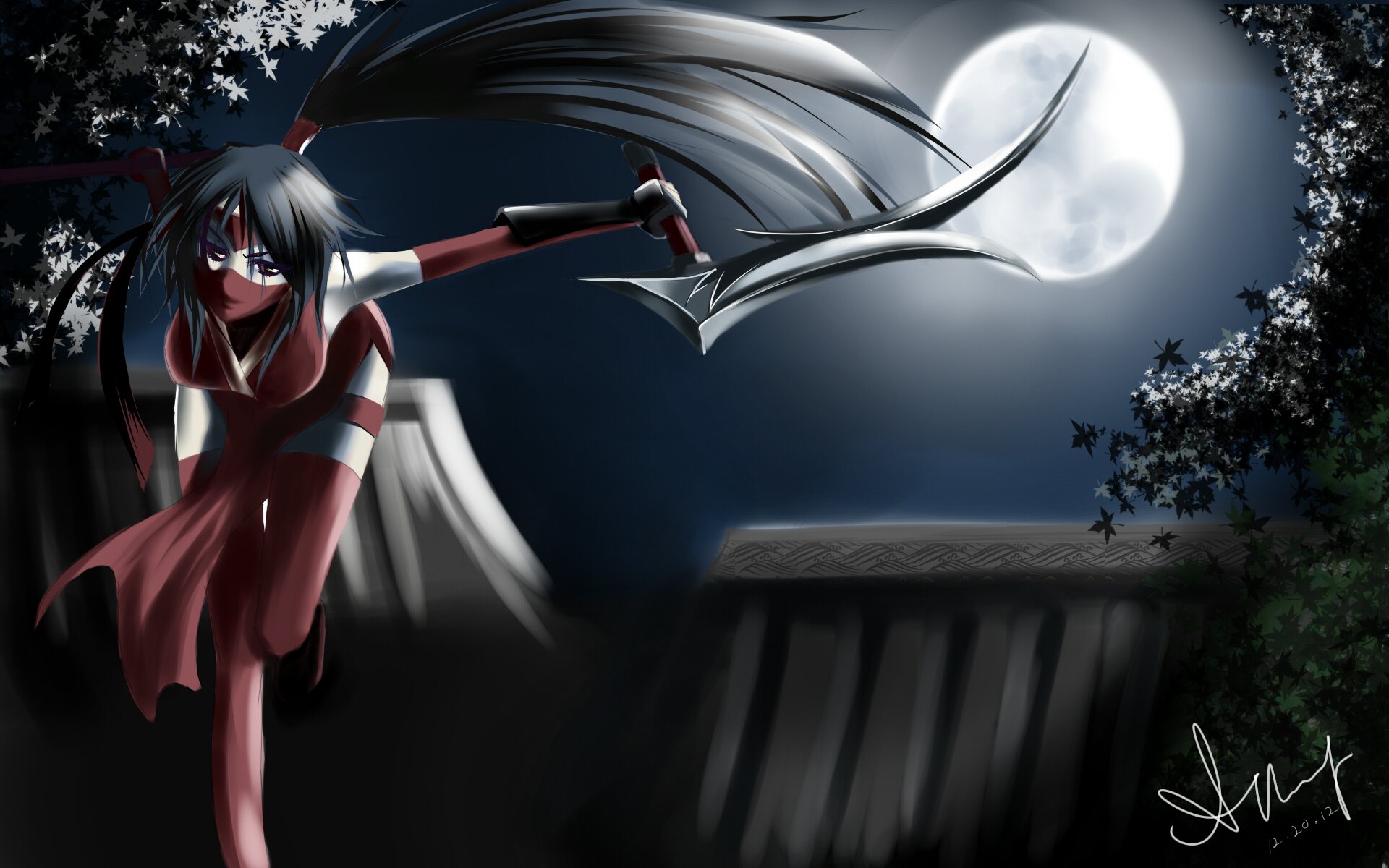 art blackrosekjl league of legends akali girl weapon night moon