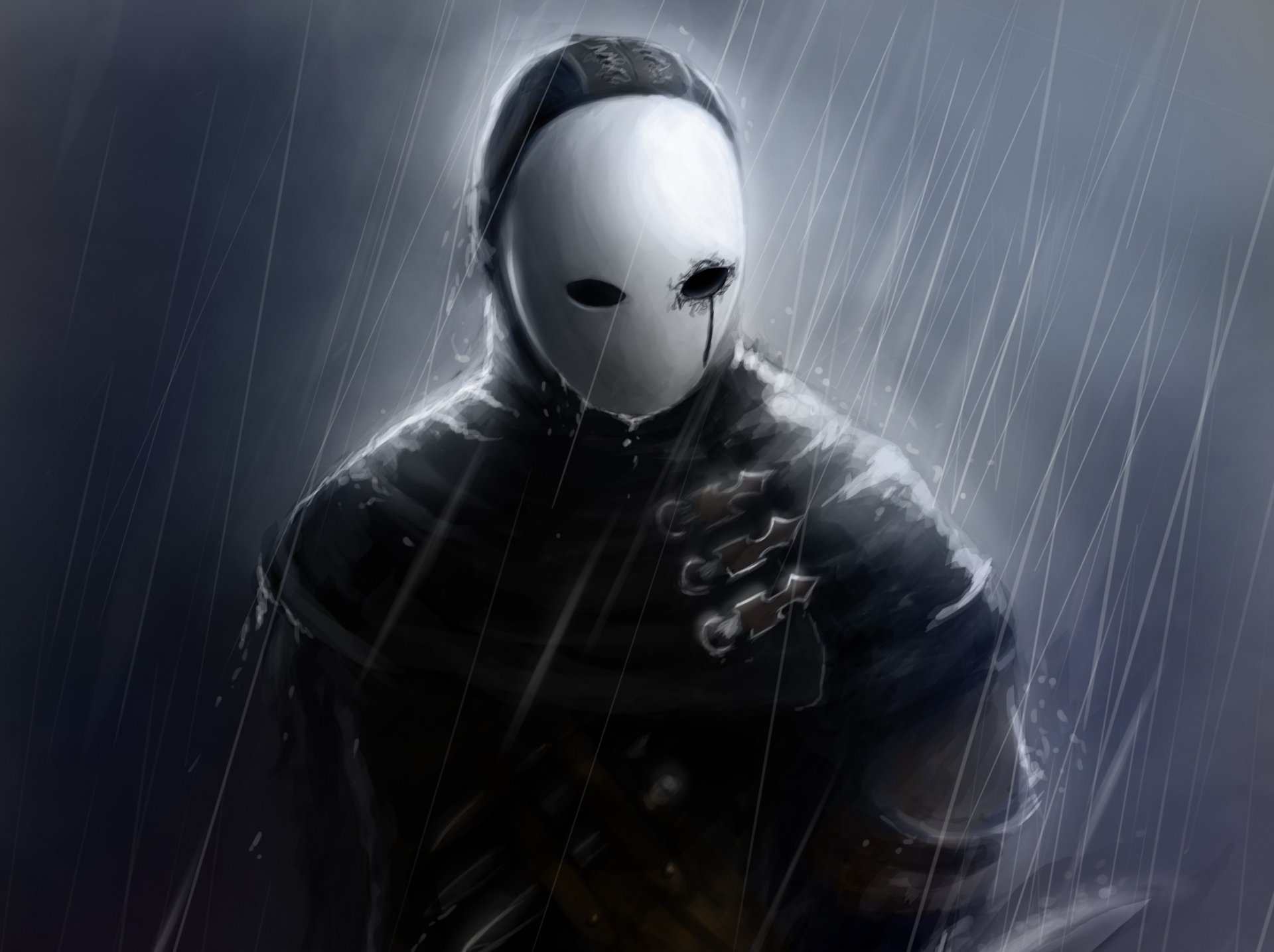 art dark souls ii men mask rain